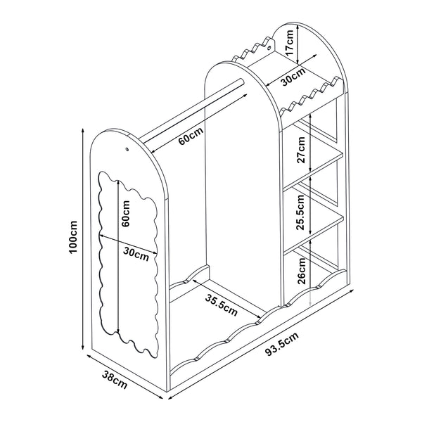 Porte-manteau pour enfants Vestnes avec miroir 100x94x38 cm Cotton Candy [en.casa]
