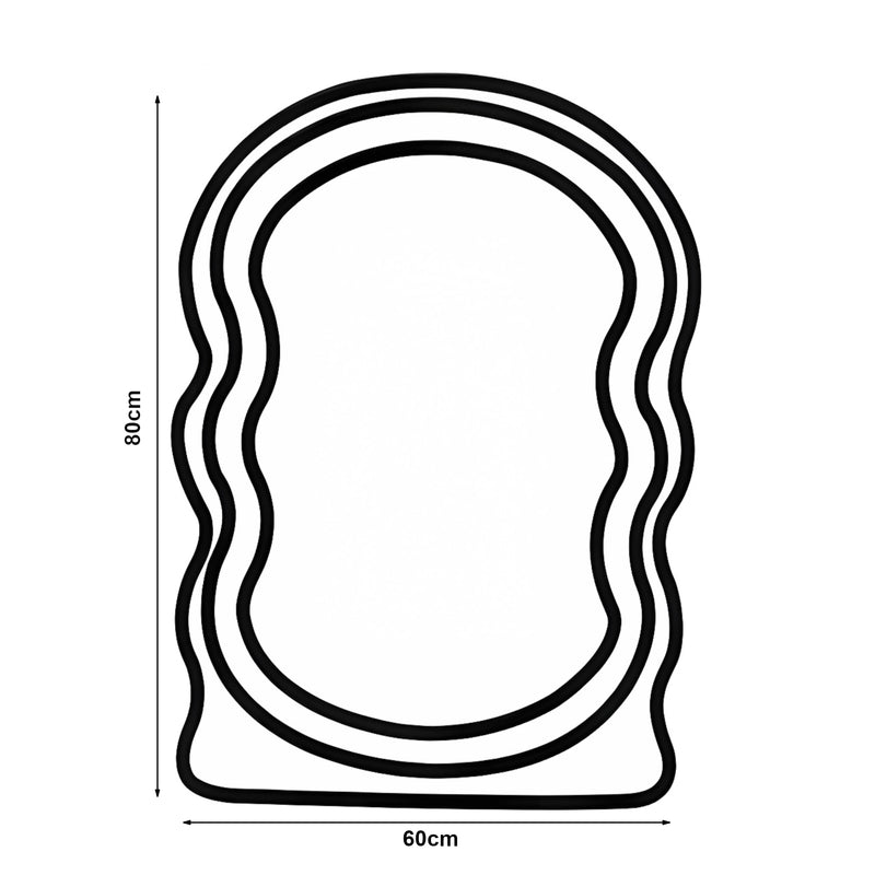 Croquis coté Miroir mural Brummen cadre en tissu peluche 80 x 60 cm blanc [en.casa] 