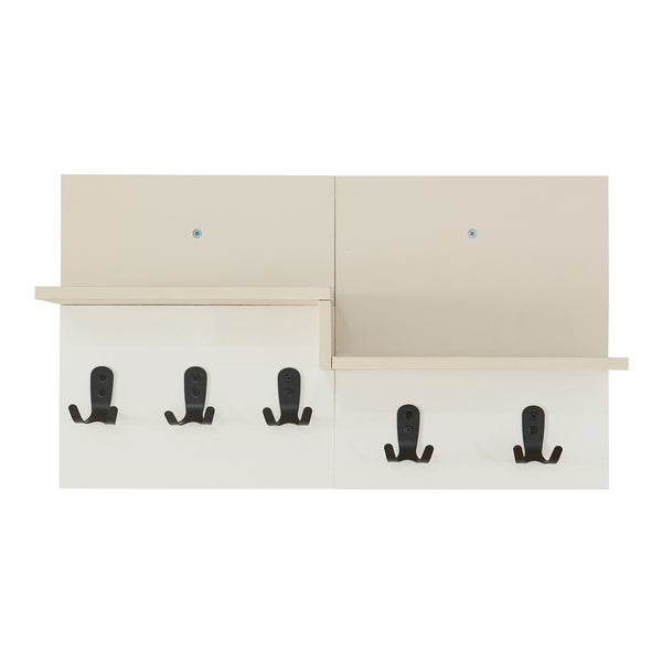 Portemanteau mural Botaruvn avec 2 étagères 34 x 59 x 13 cm beige / blanc [en.casa]
