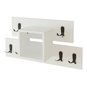 Porte-manteau mural Vänd avec compartiment de rangement 32x60x14 cm Blanc [en.casa]