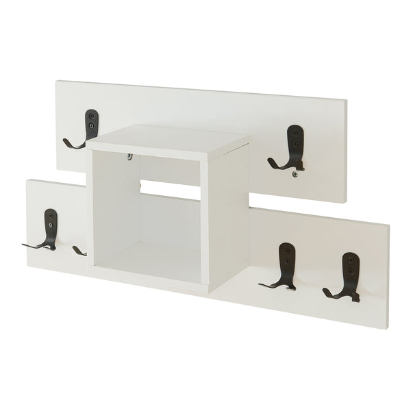 Porte-manteau mural Vänd avec compartiment de rangement 32x60x14 cm Blanc [en.casa]