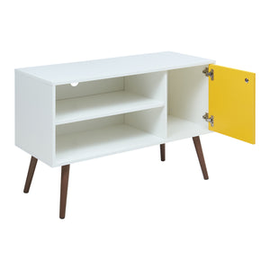 Meuble TV Vare 100 x 40 x 66 cm blanc / jaune [en.casa] 