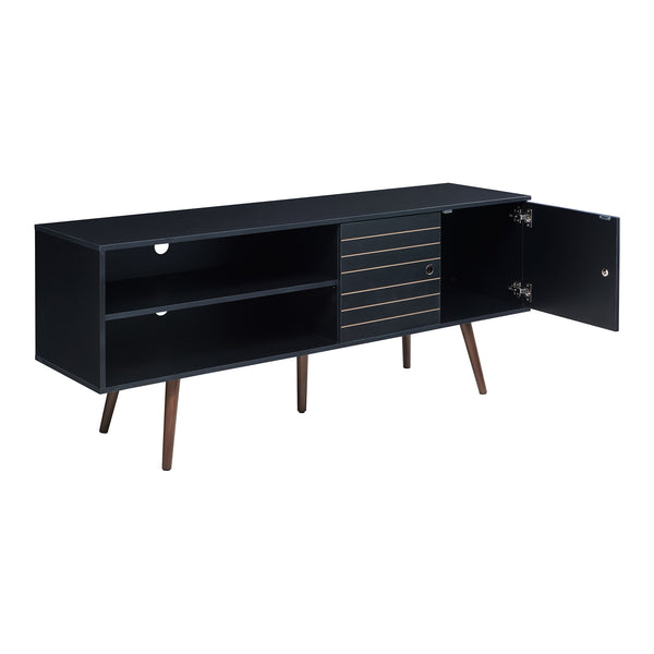 Meuble TV Vare 160 x 40 x 66 cm noir [en.casa] 