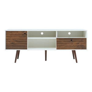 Meuble TV Vare 165 x 40 x 66 cm blanc effet noyer [en.casa]