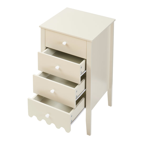 Commode Luspoo avec 4 tiroirs 82x40x40 cm crème blanche [en.casa]