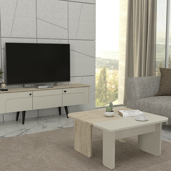 Table basse Boneksbelt 2 pcs. Couleurs grès et travertin [en.casa]