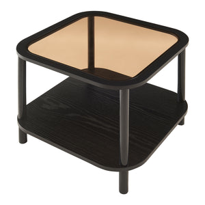 Table d'appoint Latama avec plateau en verre 51x51x45 cm Noir/verre bronze [en.casa]