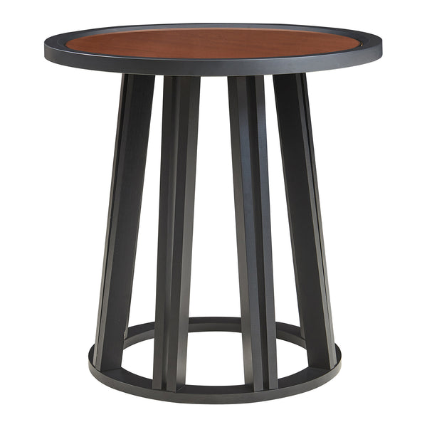 Table d'appoint Burgess 51xØ51 cm Noir/Aspect noyer [en.casa]