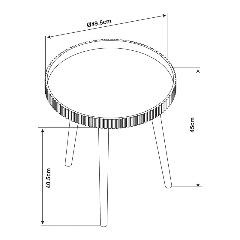 Croquis coté Table d'appoint Bongard 50 x 45 cm blanc naturel [en.casa]