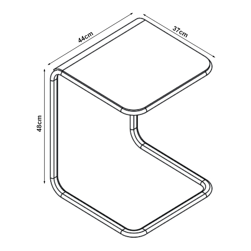 Croquis coté Table d'appoint Brosa 44 x 37 x 48 cm transparent [en.casa] 