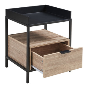 Table de chevet Belana 51x40x35 cm Noir/Aspect chêne [en.casa]