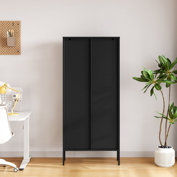 Vitrine Vinterhavn 180x80x35 cm Acier Noir [en.casa]