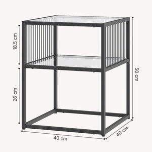 Table d'appoint Tronevn avec plateau en verre 50x40x40 cm Noir [en.casa]