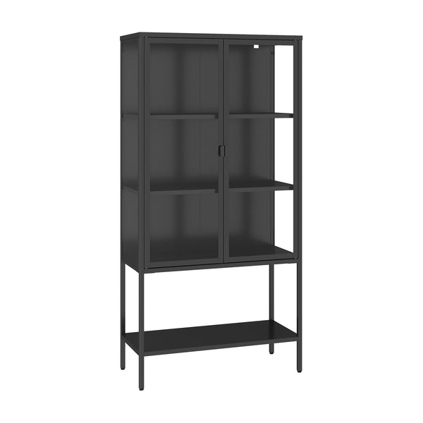 Vitrine Borshavisa en acier 2 portes 160x80x35 cm Noir [en.casa]