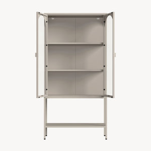 Armoire vitrine Klippestad acier verre trempé 160 x 80 x 35 cm camel [en.casa]