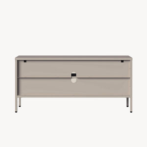 Buffet vitrine Klippestad acier verre 118 x 35 x 55 cm camel [en.casa]