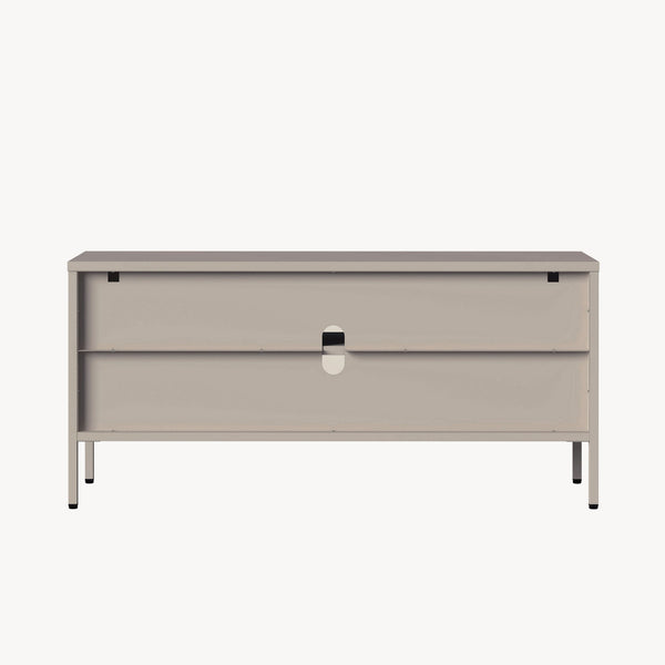 Buffet vitrine Klippestad acier verre 118 x 35 x 55 cm camel [en.casa]