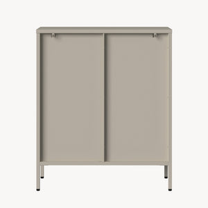 Buffet haut Klippestad acier verre trempé 95 x 80 x 35 cm camel [en.casa]