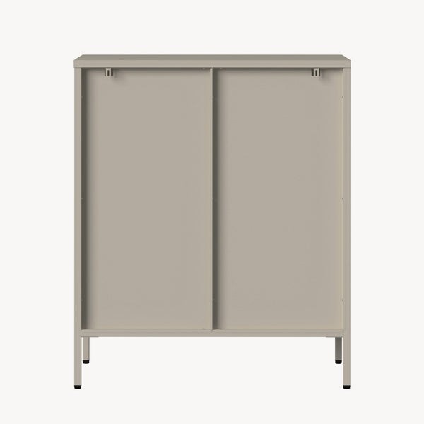 Buffet haut Klippestad acier verre trempé 95 x 80 x 35 cm camel [en.casa]