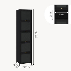 Armoire vitrine Ostersund acier 174 x 40 x 35 cm noir [en.casa]