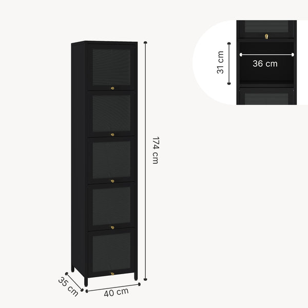 Armoire vitrine Ostersund acier 174 x 40 x 35 cm noir [en.casa]