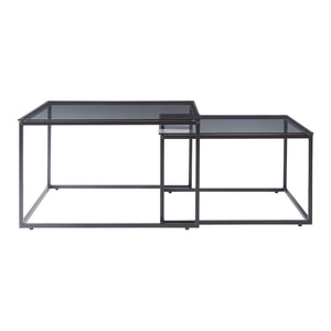 Table basse lot de 2 Tromlaslo verre fumé, gris [en.casa]