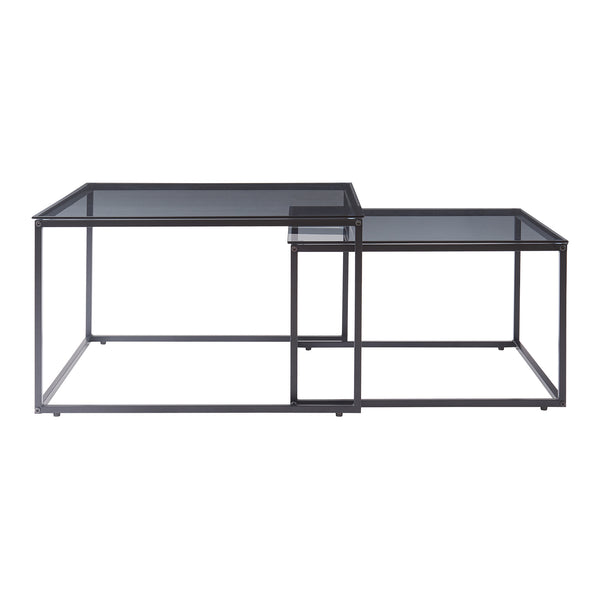 Table basse lot de 2 Tromlaslo verre fumé, gris [en.casa]