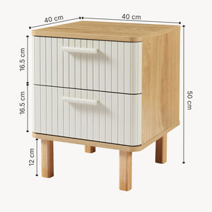 Table de chevet Ferrersp avec 2 tiroirs 50x40x40 cm aspect chêne / couleur sable [en.casa]
