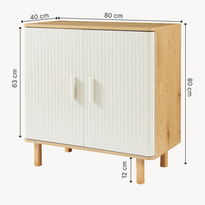 Buffet Ferrersp avec 2 portes 80x80x40 cm aspect chêne / couleur sable [en.casa]