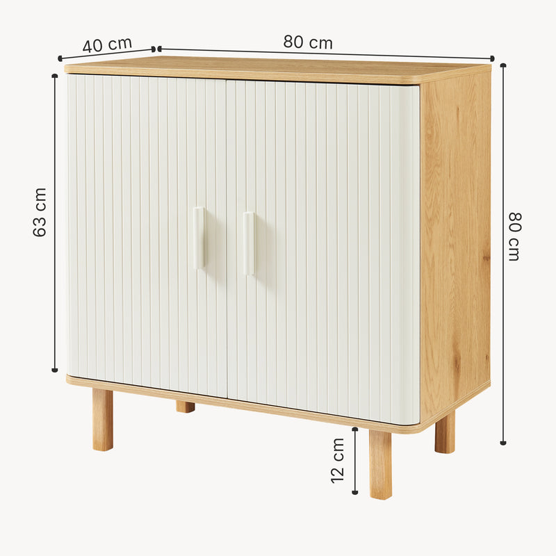 Croquis coté Buffet Ferrersp 80 x 80 x 40 cm effet chêne / couleur sable [en.casa]