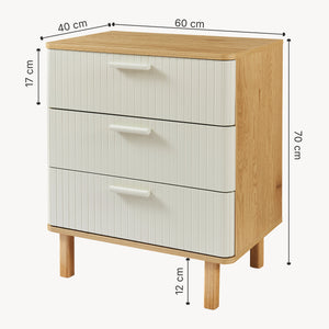 Commode Ferrersp avec 3 tiroirs 70x60x40 cm aspect chêne/sable [en.casa]