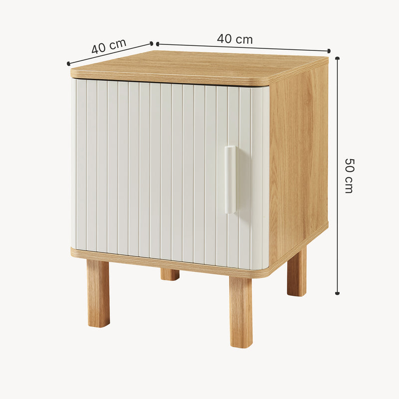 Croquis coté Table de nuit Ferrersp 50 x 40 x 40 cm effet chêne / couleur sable [en.casa] 