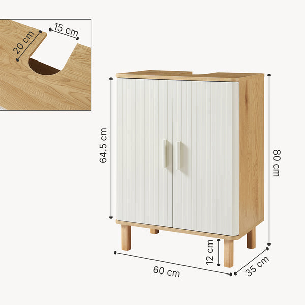 Meuble sous-lavabo Ferrersp 80x60x35 cm aspect chêne / couleur sable [en.casa]