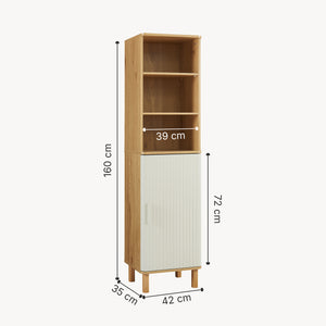 Armoire haute Ferrersp 160x42x35 cm aspect chêne / couleur sable [en.casa]