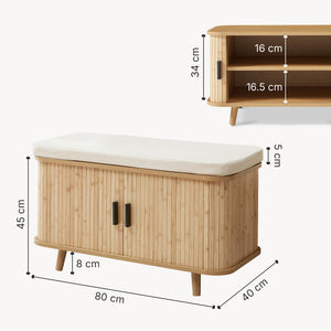 Banc à chaussures Tvedestrand bambou 50 x 80 x 40 cm naturel beige [en.casa]