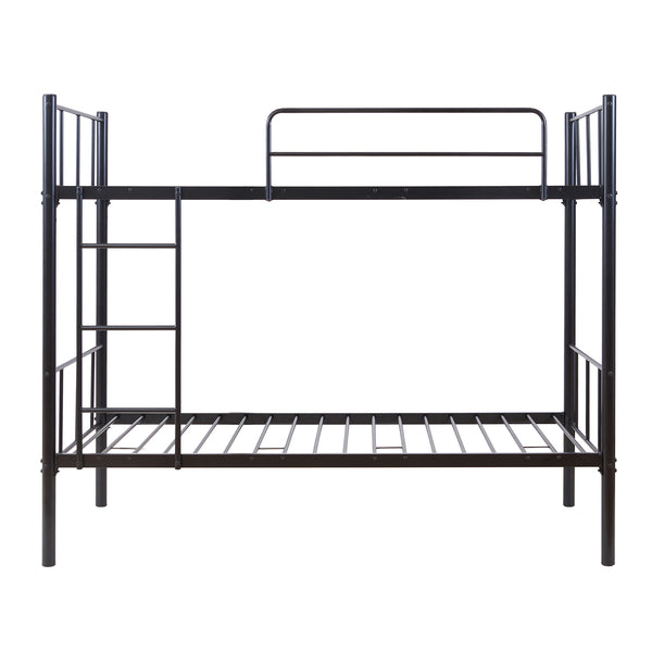 Lit superposé en métal Berimma avec 2 matelas 90x200 cm Noir [en.casa]