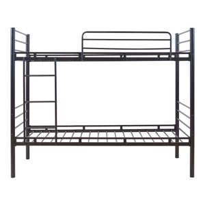 Lit superposé en métal Bevapis avec 2 matelas 90x200 cm Noir [en.casa]