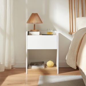 Table de chevet Kuorshare 55x42x37 cm Blanc/Aspect chêne [en.casa]