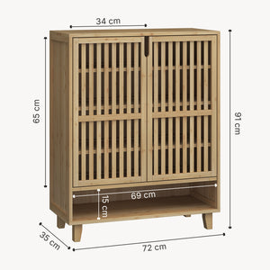 Armoire à chaussures Sirgerg 91x72x35 cm Bambou Naturel [en.casa]