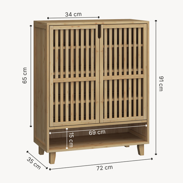 Armoire à chaussures Sirgerg 91x72x35 cm Bambou Naturel [en.casa]
