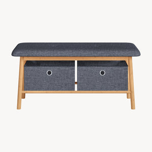 Banc à chaussures Vad bambou 90 x 30 x 45 cm naturel gris [en.casa]