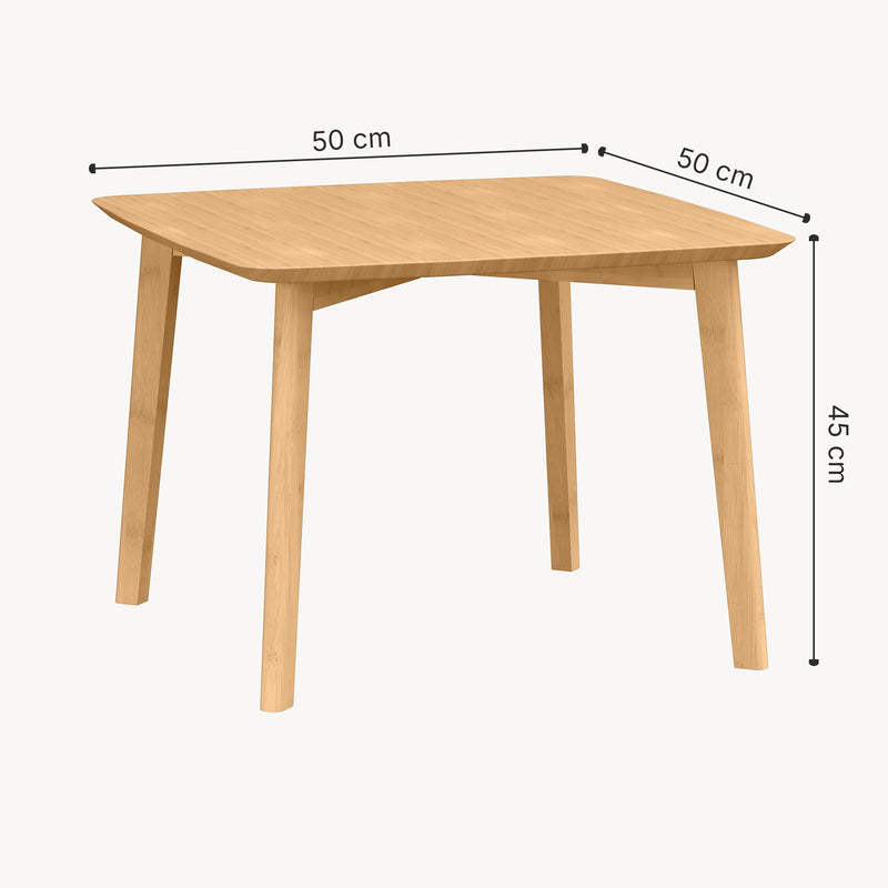 Croquis coté Table d'appoint Haad 45 x 50 x 50 cm bambou naturel [en.casa] 