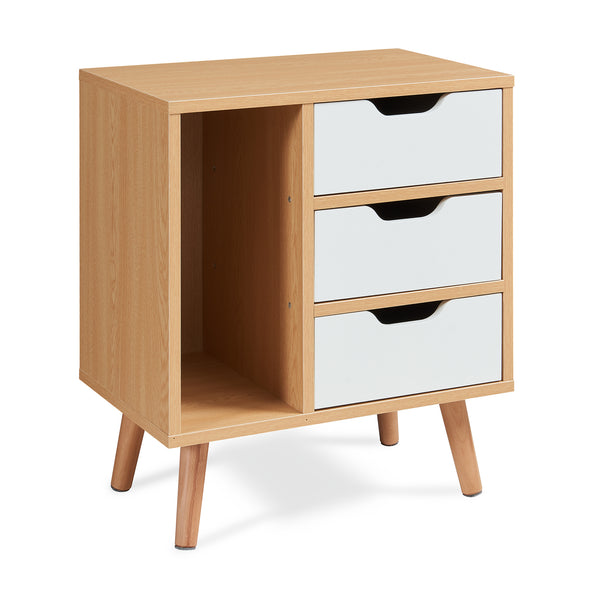 Table de chevet Bordkak 55x48x30 cm aspect chêne/blanc [en.casa]