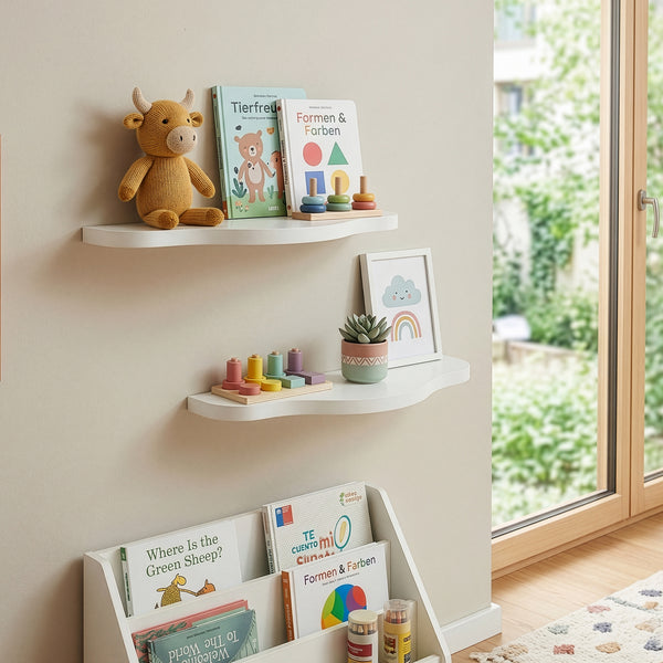 Lot de 2 étagères murales pour enfant Sirlstalo  57 x 19 x 3 cm blanc [en.casa]