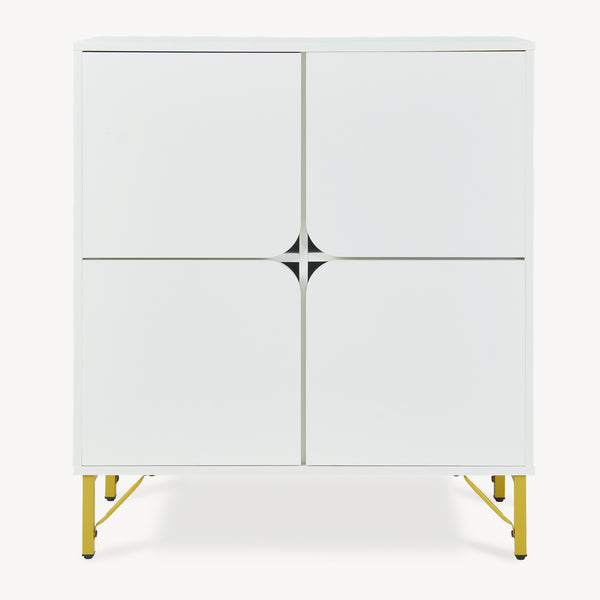 Commode Reyri 90 x 80 x 35 cm blanc / doré [en.casa]