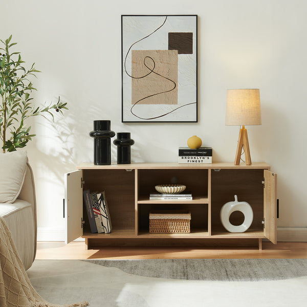 Meuble TV Kenta 120x39x52 cm aspect chêne Sonoma/blanc [en.casa]