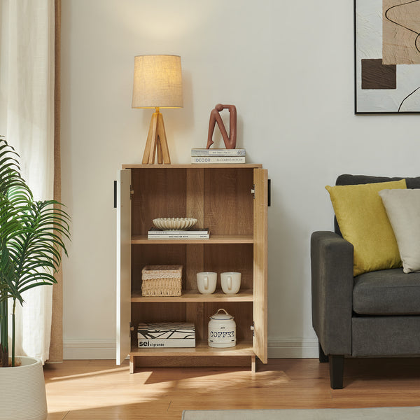 Armoire basse Kenta 90 x 60 x 35 cm effet chêne sonoma blanc [en.casa]