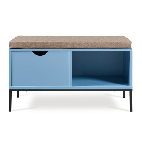 Banc à chaussures Colwyn 80 x 40 x 45 cm bleu [en.casa]