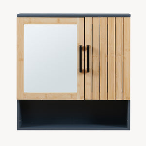 Armoire murale de salle de bain avec miroir Svanes 58 x 56 x 13 cm gris foncé naturel [en.casa]