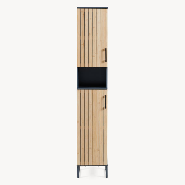 Colonne de salle de bain Svanes 170 x 30 x 30 cm gris foncé naturel [en.casa]
